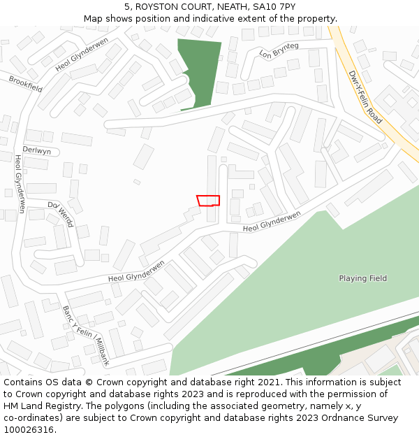 5, ROYSTON COURT, NEATH, SA10 7PY: Location map and indicative extent of plot