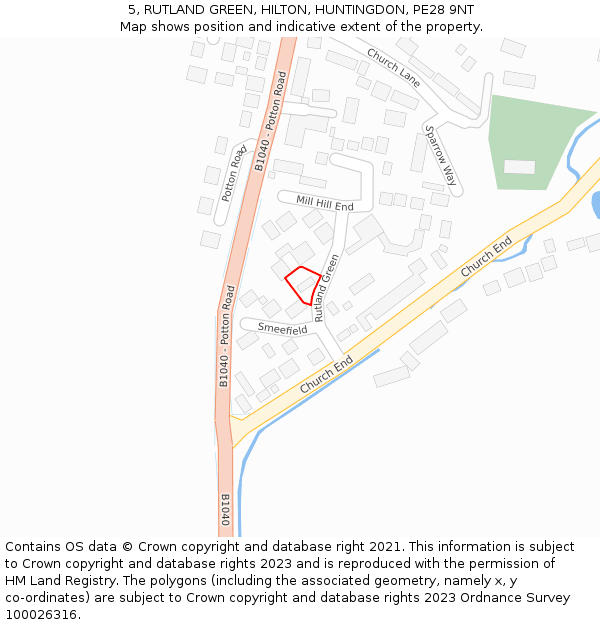 5, RUTLAND GREEN, HILTON, HUNTINGDON, PE28 9NT: Location map and indicative extent of plot