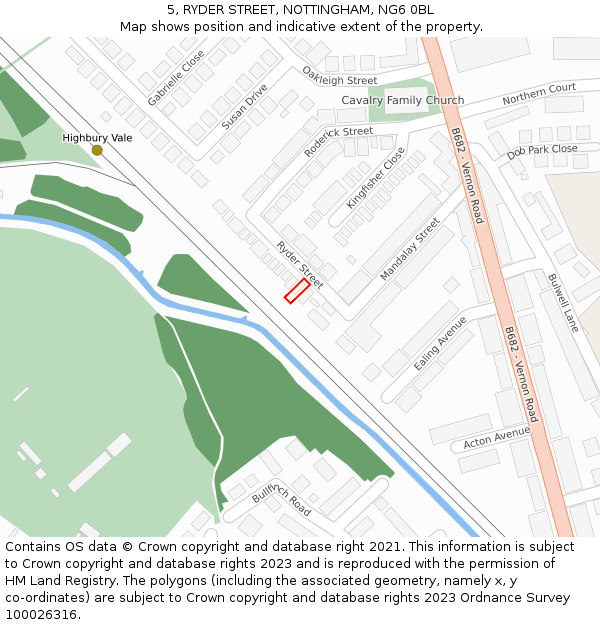 5, RYDER STREET, NOTTINGHAM, NG6 0BL: Location map and indicative extent of plot