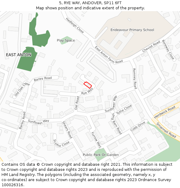 5, RYE WAY, ANDOVER, SP11 6FT: Location map and indicative extent of plot