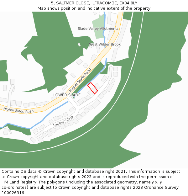 5, SALTMER CLOSE, ILFRACOMBE, EX34 8LY: Location map and indicative extent of plot