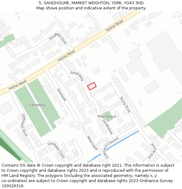 5, SANDHOLME, MARKET WEIGHTON, YORK, YO43 3ND: Location map and indicative extent of plot
