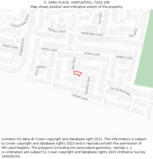 5, SARO PLACE, HARTLEPOOL, TS25 2FB: Location map and indicative extent of plot
