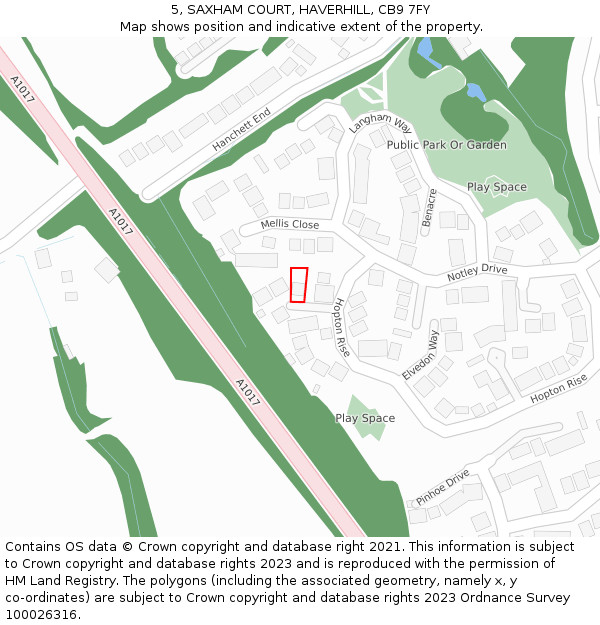 5, SAXHAM COURT, HAVERHILL, CB9 7FY: Location map and indicative extent of plot