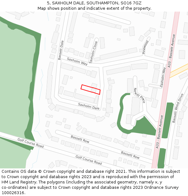 5, SAXHOLM DALE, SOUTHAMPTON, SO16 7GZ: Location map and indicative extent of plot