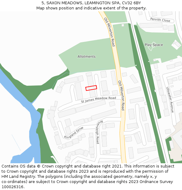 5, SAXON MEADOWS, LEAMINGTON SPA, CV32 6BY: Location map and indicative extent of plot