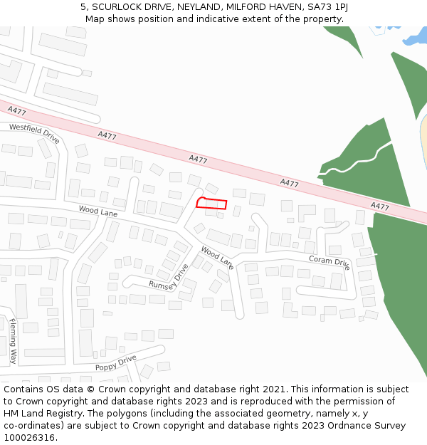 5, SCURLOCK DRIVE, NEYLAND, MILFORD HAVEN, SA73 1PJ: Location map and indicative extent of plot