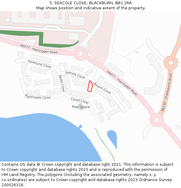 5, SEACOLE CLOSE, BLACKBURN, BB1 2RA: Location map and indicative extent of plot