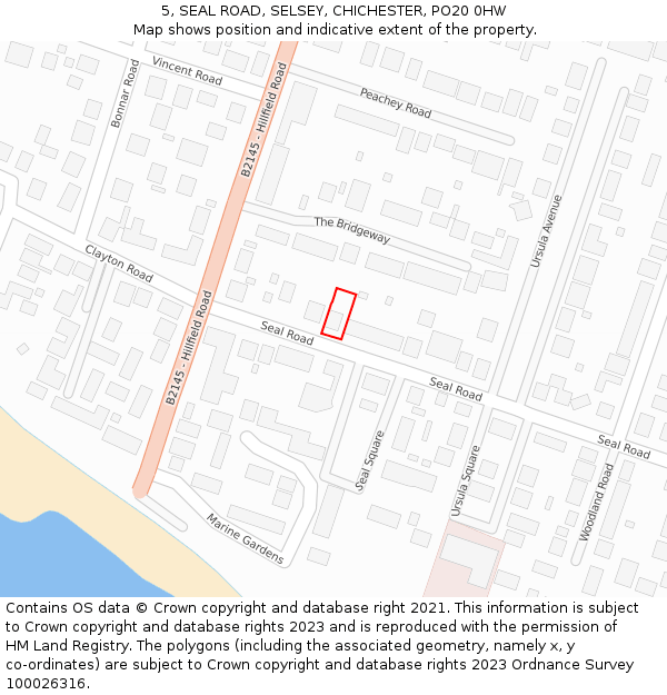 5, SEAL ROAD, SELSEY, CHICHESTER, PO20 0HW: Location map and indicative extent of plot