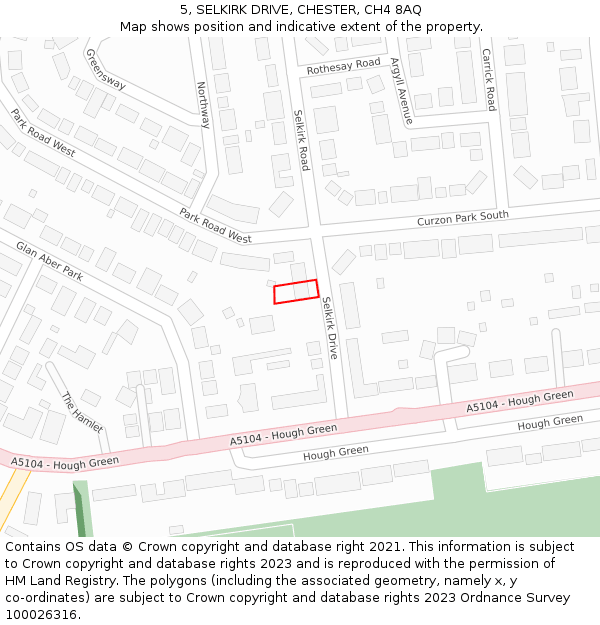 5, SELKIRK DRIVE, CHESTER, CH4 8AQ: Location map and indicative extent of plot