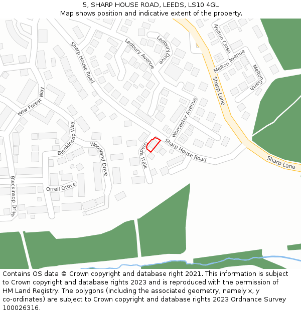 5, SHARP HOUSE ROAD, LEEDS, LS10 4GL: Location map and indicative extent of plot