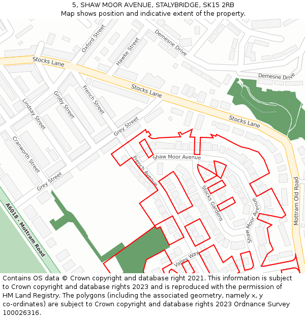 5, SHAW MOOR AVENUE, STALYBRIDGE, SK15 2RB: Location map and indicative extent of plot