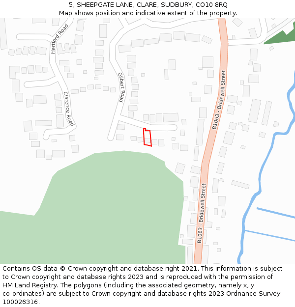5, SHEEPGATE LANE, CLARE, SUDBURY, CO10 8RQ: Location map and indicative extent of plot