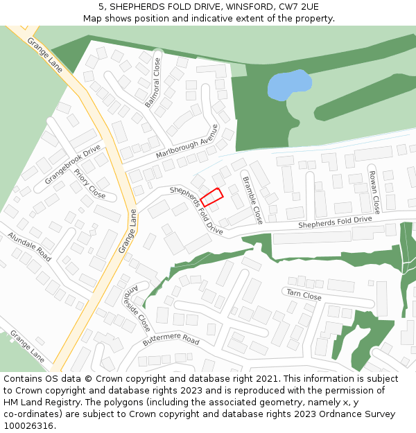 5, SHEPHERDS FOLD DRIVE, WINSFORD, CW7 2UE: Location map and indicative extent of plot