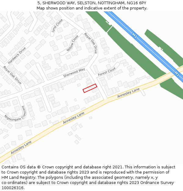 5, SHERWOOD WAY, SELSTON, NOTTINGHAM, NG16 6PY: Location map and indicative extent of plot