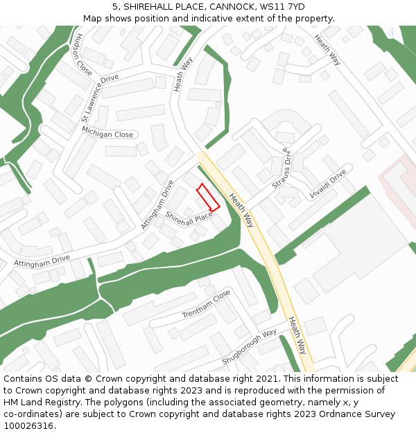 5, SHIREHALL PLACE, CANNOCK, WS11 7YD: Location map and indicative extent of plot