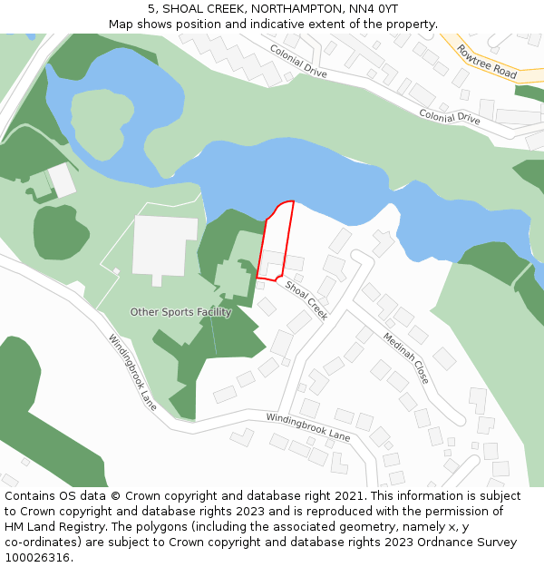 5, SHOAL CREEK, NORTHAMPTON, NN4 0YT: Location map and indicative extent of plot