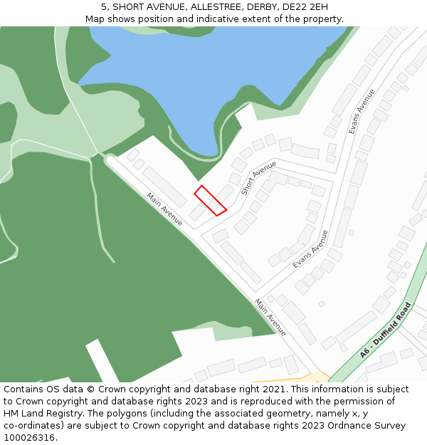 5, SHORT AVENUE, ALLESTREE, DERBY, DE22 2EH: Location map and indicative extent of plot