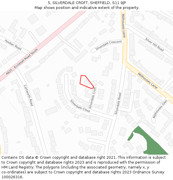 5, SILVERDALE CROFT, SHEFFIELD, S11 9JP: Location map and indicative extent of plot