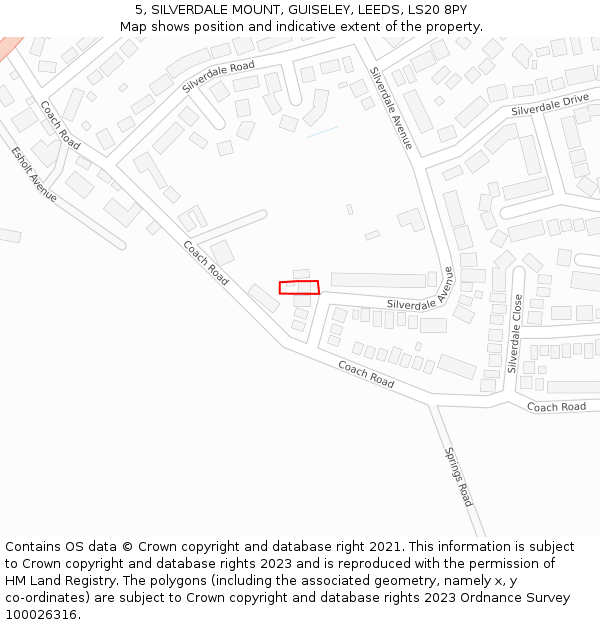 5, SILVERDALE MOUNT, GUISELEY, LEEDS, LS20 8PY: Location map and indicative extent of plot