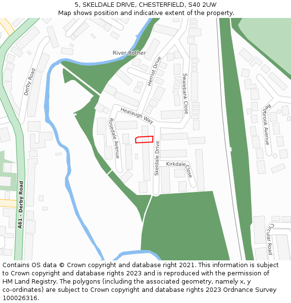 5, SKELDALE DRIVE, CHESTERFIELD, S40 2UW: Location map and indicative extent of plot