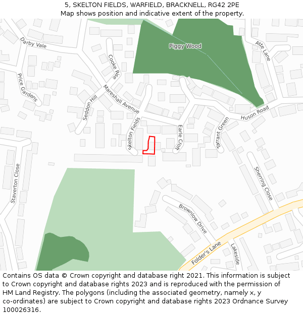 5, SKELTON FIELDS, WARFIELD, BRACKNELL, RG42 2PE: Location map and indicative extent of plot