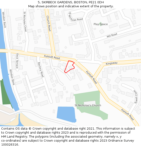 5, SKIRBECK GARDENS, BOSTON, PE21 0DH: Location map and indicative extent of plot