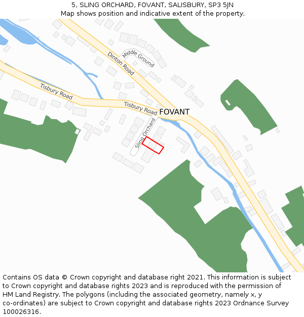 5, SLING ORCHARD, FOVANT, SALISBURY, SP3 5JN: Location map and indicative extent of plot