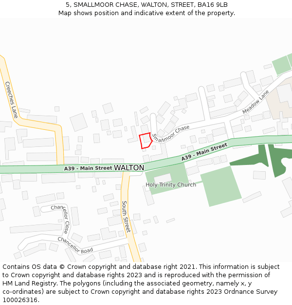 5, SMALLMOOR CHASE, WALTON, STREET, BA16 9LB: Location map and indicative extent of plot