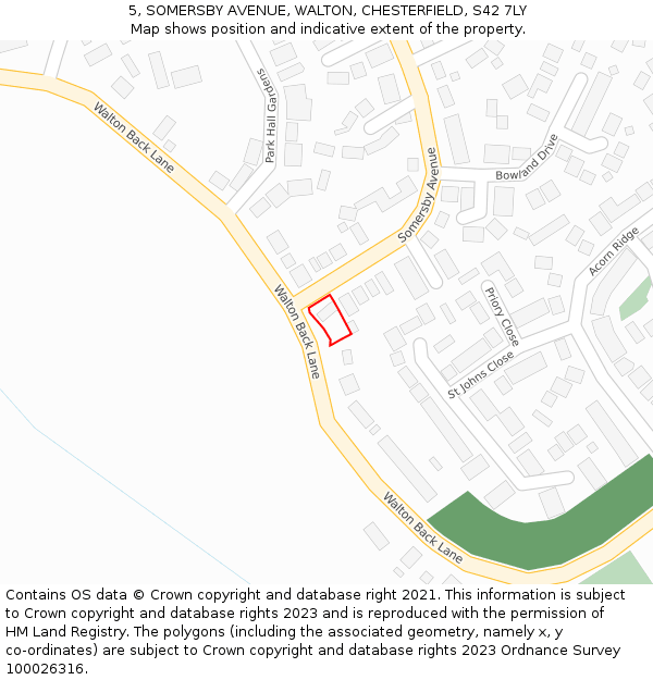 5, SOMERSBY AVENUE, WALTON, CHESTERFIELD, S42 7LY: Location map and indicative extent of plot