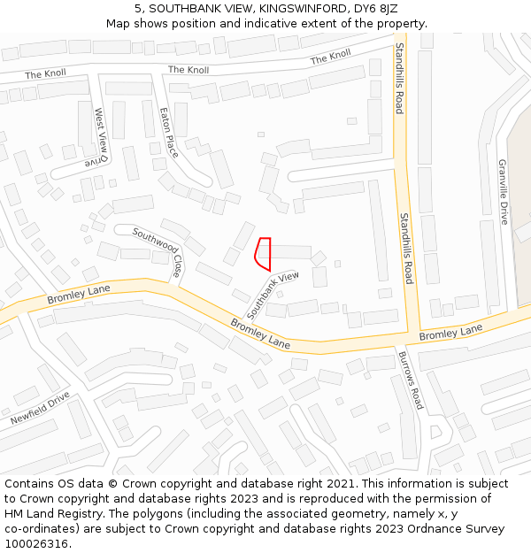 5, SOUTHBANK VIEW, KINGSWINFORD, DY6 8JZ: Location map and indicative extent of plot