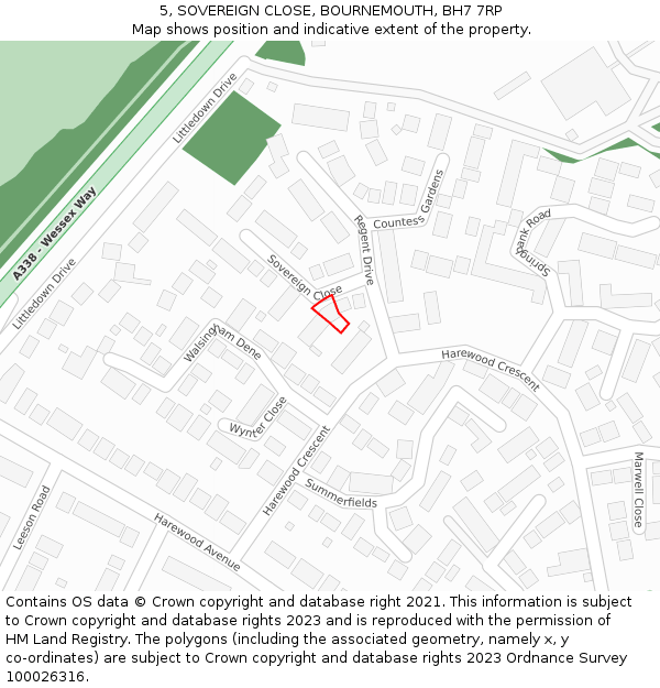 5, SOVEREIGN CLOSE, BOURNEMOUTH, BH7 7RP: Location map and indicative extent of plot