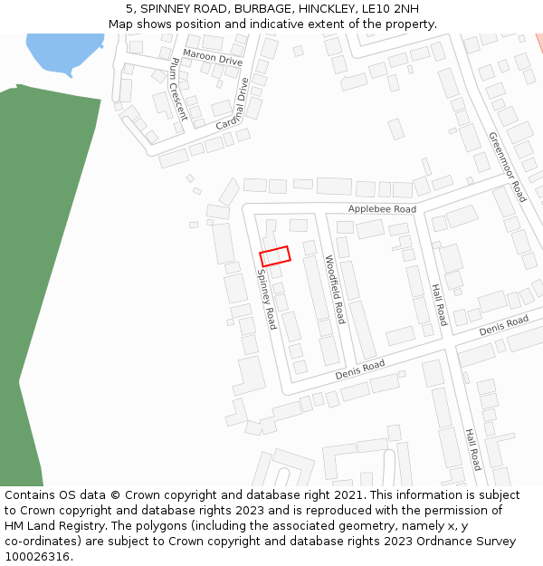 5, SPINNEY ROAD, BURBAGE, HINCKLEY, LE10 2NH: Location map and indicative extent of plot
