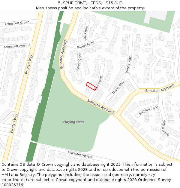 5, SPUR DRIVE, LEEDS, LS15 8UD: Location map and indicative extent of plot