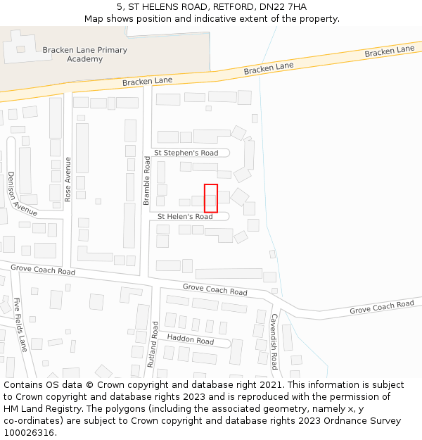 5, ST HELENS ROAD, RETFORD, DN22 7HA: Location map and indicative extent of plot