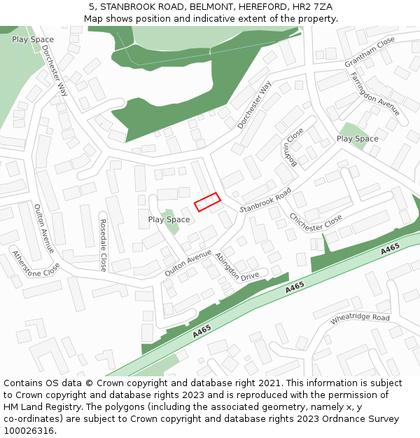 5, STANBROOK ROAD, BELMONT, HEREFORD, HR2 7ZA: Location map and indicative extent of plot