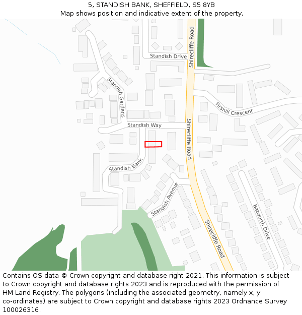 5, STANDISH BANK, SHEFFIELD, S5 8YB: Location map and indicative extent of plot