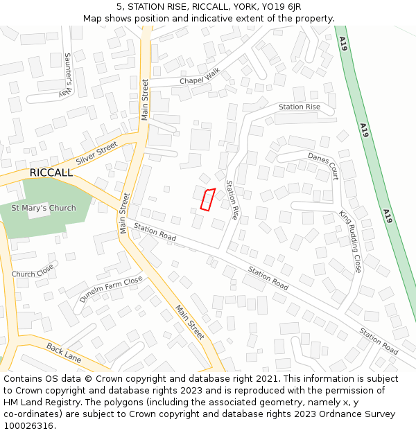 5, STATION RISE, RICCALL, YORK, YO19 6JR: Location map and indicative extent of plot