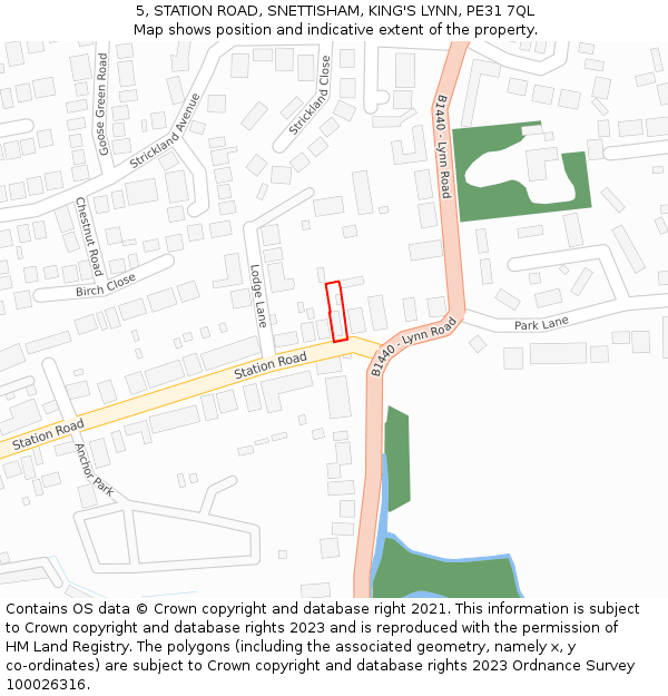 5, STATION ROAD, SNETTISHAM, KING'S LYNN, PE31 7QL: Location map and indicative extent of plot