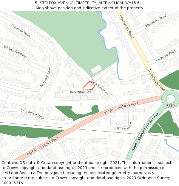 5, STELFOX AVENUE, TIMPERLEY, ALTRINCHAM, WA15 6UL: Location map and indicative extent of plot