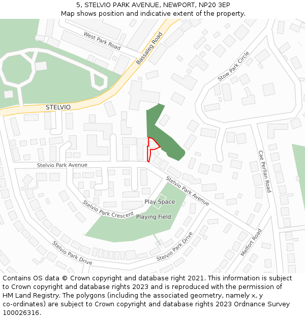 5, STELVIO PARK AVENUE, NEWPORT, NP20 3EP: Location map and indicative extent of plot