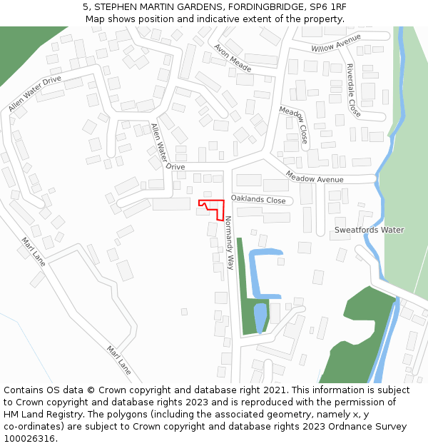 5, STEPHEN MARTIN GARDENS, FORDINGBRIDGE, SP6 1RF: Location map and indicative extent of plot