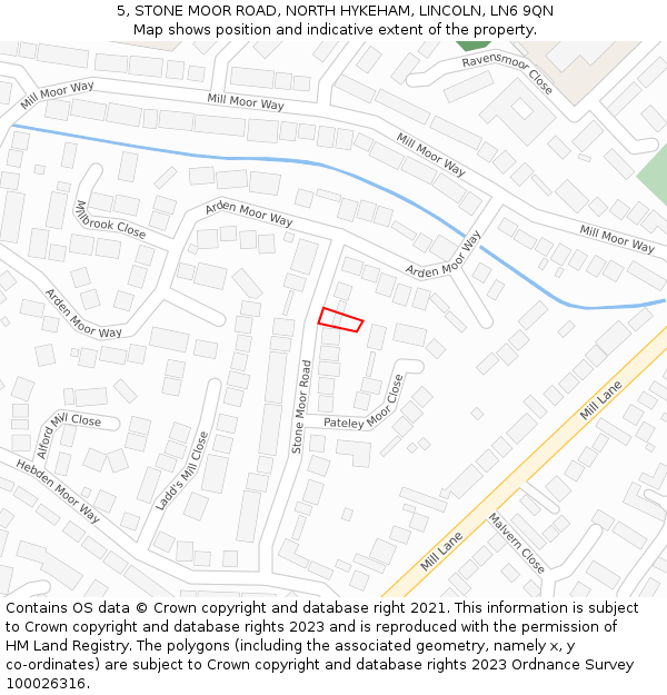 5, STONE MOOR ROAD, NORTH HYKEHAM, LINCOLN, LN6 9QN: Location map and indicative extent of plot