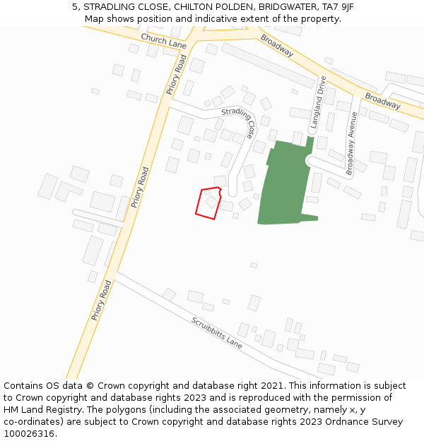 5, STRADLING CLOSE, CHILTON POLDEN, BRIDGWATER, TA7 9JF: Location map and indicative extent of plot