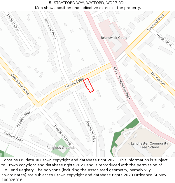 5, STRATFORD WAY, WATFORD, WD17 3DH: Location map and indicative extent of plot