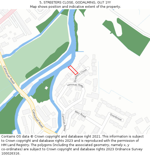 5, STREETERS CLOSE, GODALMING, GU7 1YY: Location map and indicative extent of plot