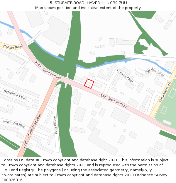 5, STURMER ROAD, HAVERHILL, CB9 7UU: Location map and indicative extent of plot