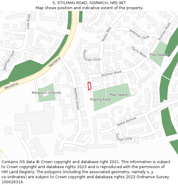 5, STYLMAN ROAD, NORWICH, NR5 9ET: Location map and indicative extent of plot