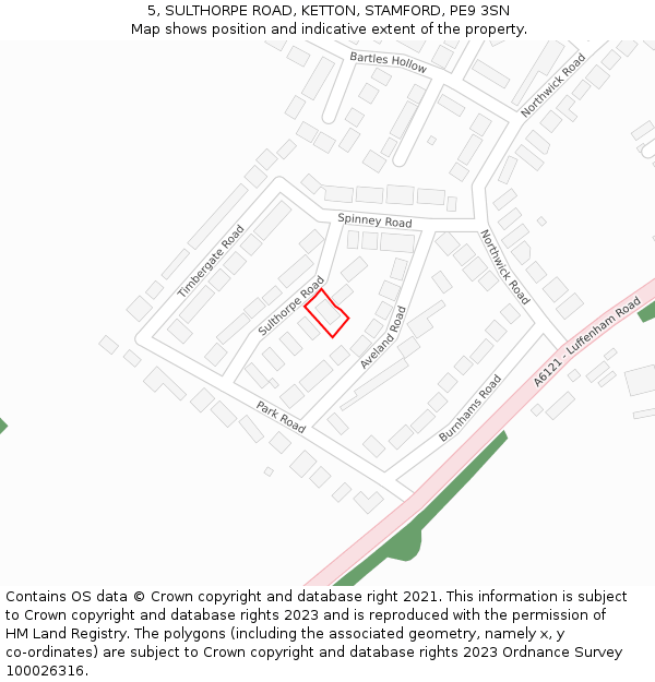 5, SULTHORPE ROAD, KETTON, STAMFORD, PE9 3SN: Location map and indicative extent of plot