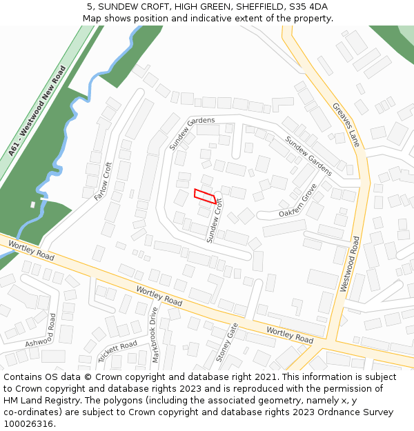 5, SUNDEW CROFT, HIGH GREEN, SHEFFIELD, S35 4DA: Location map and indicative extent of plot